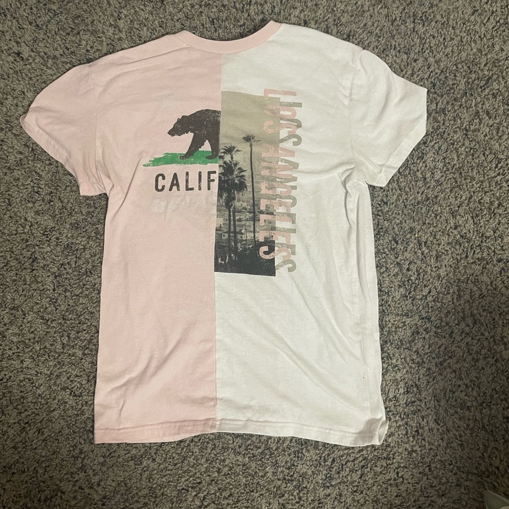 Peach Love California Pink and White Graphic Tee